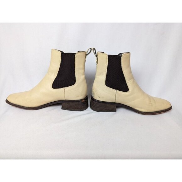 Sam Edelman 7 Thelma Eggshell Chunky Heel Pull On Squared Toe Ankle Boots Bootie - Picture 12 of 16